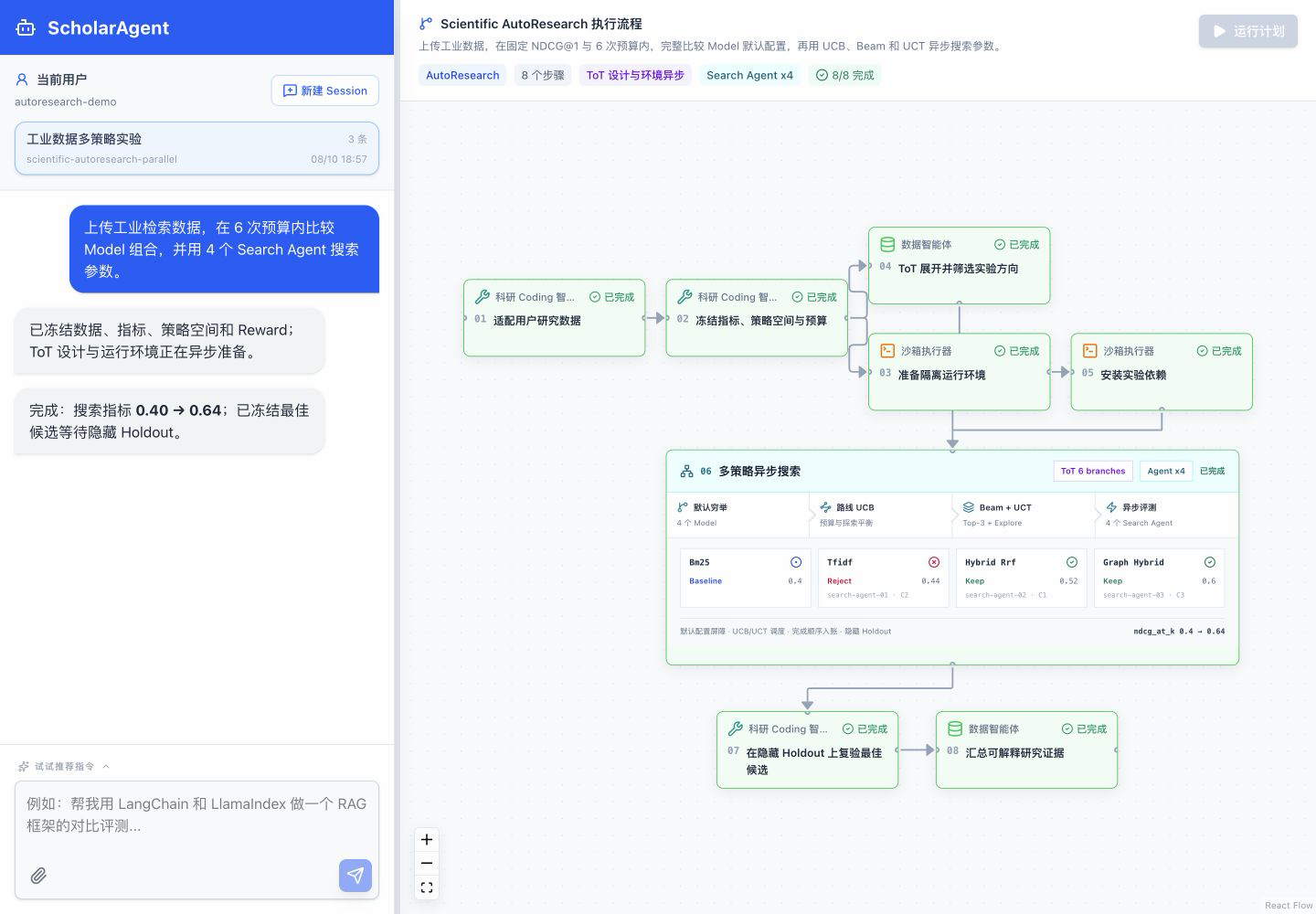 ScholarAgent dashboard