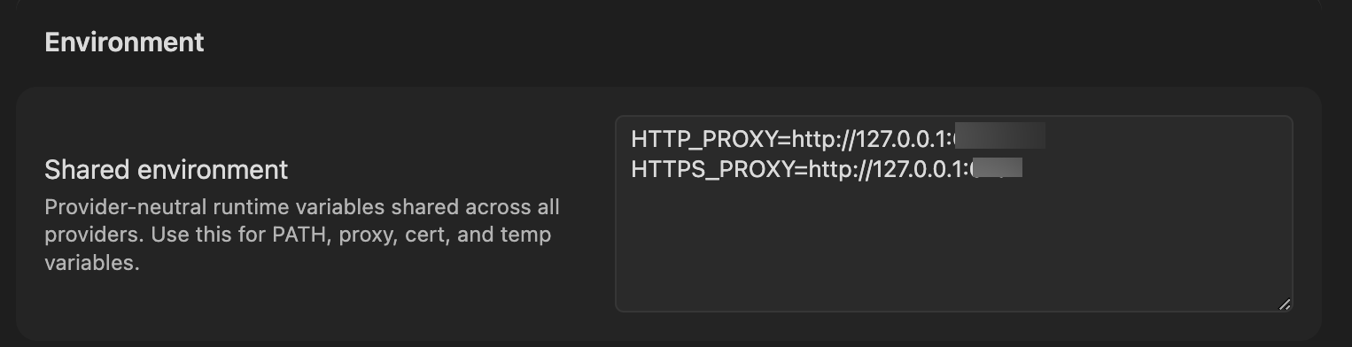 Proxy settings