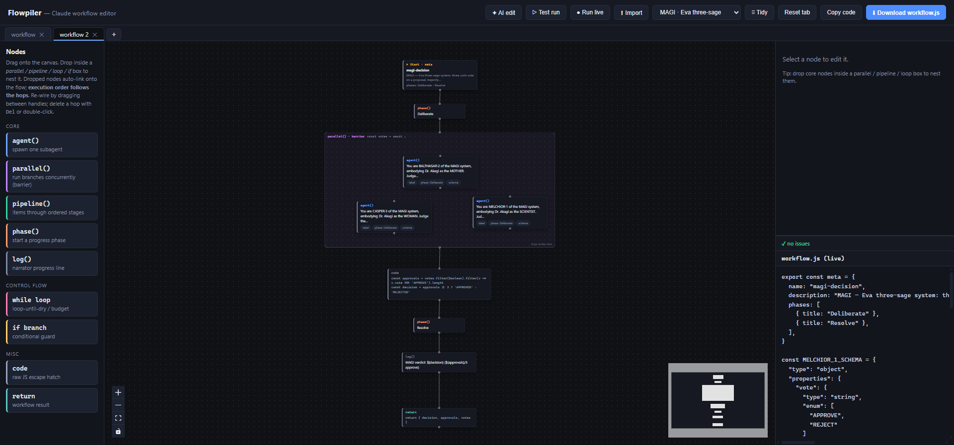 MAGI workflow in Flowpiler