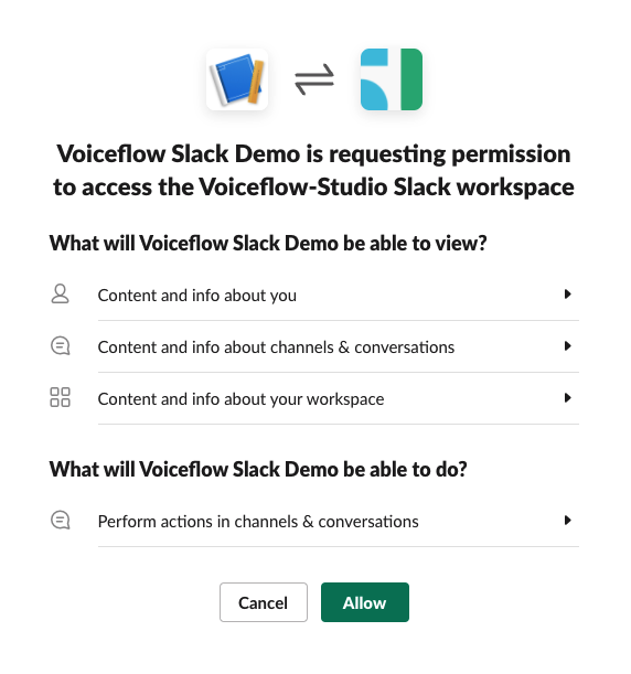 Allow Slack app