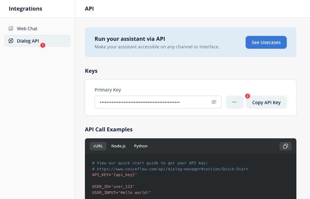 Voiceflow API key