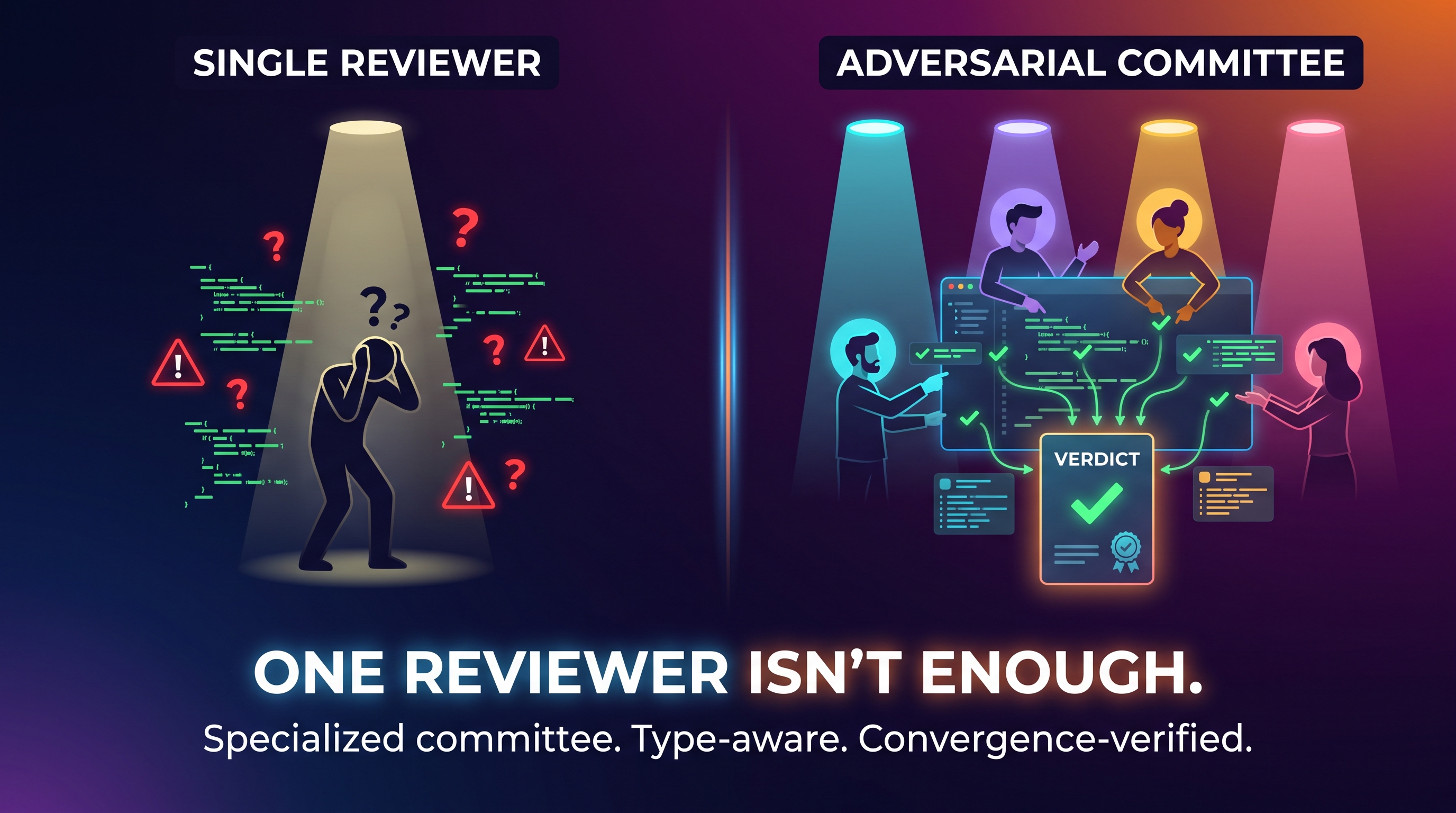 One reviewer isn't enough — single-agent review vs. the adversarial committee