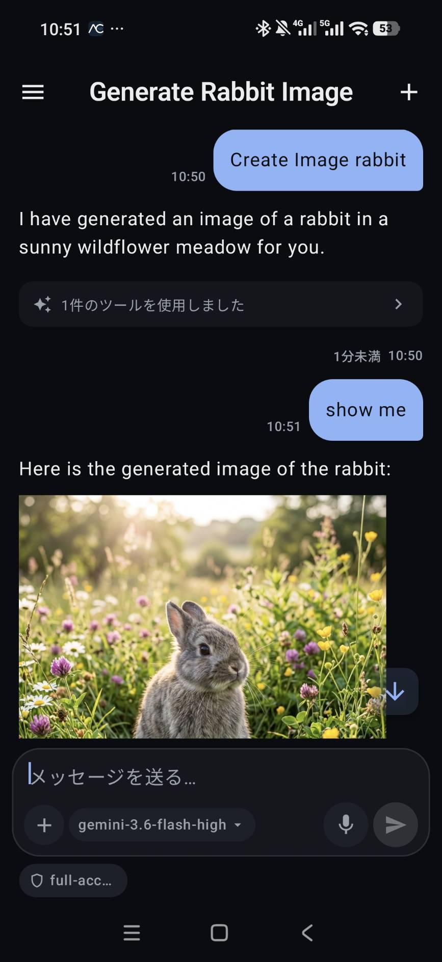 Agent-generated image displayed inside a conversation