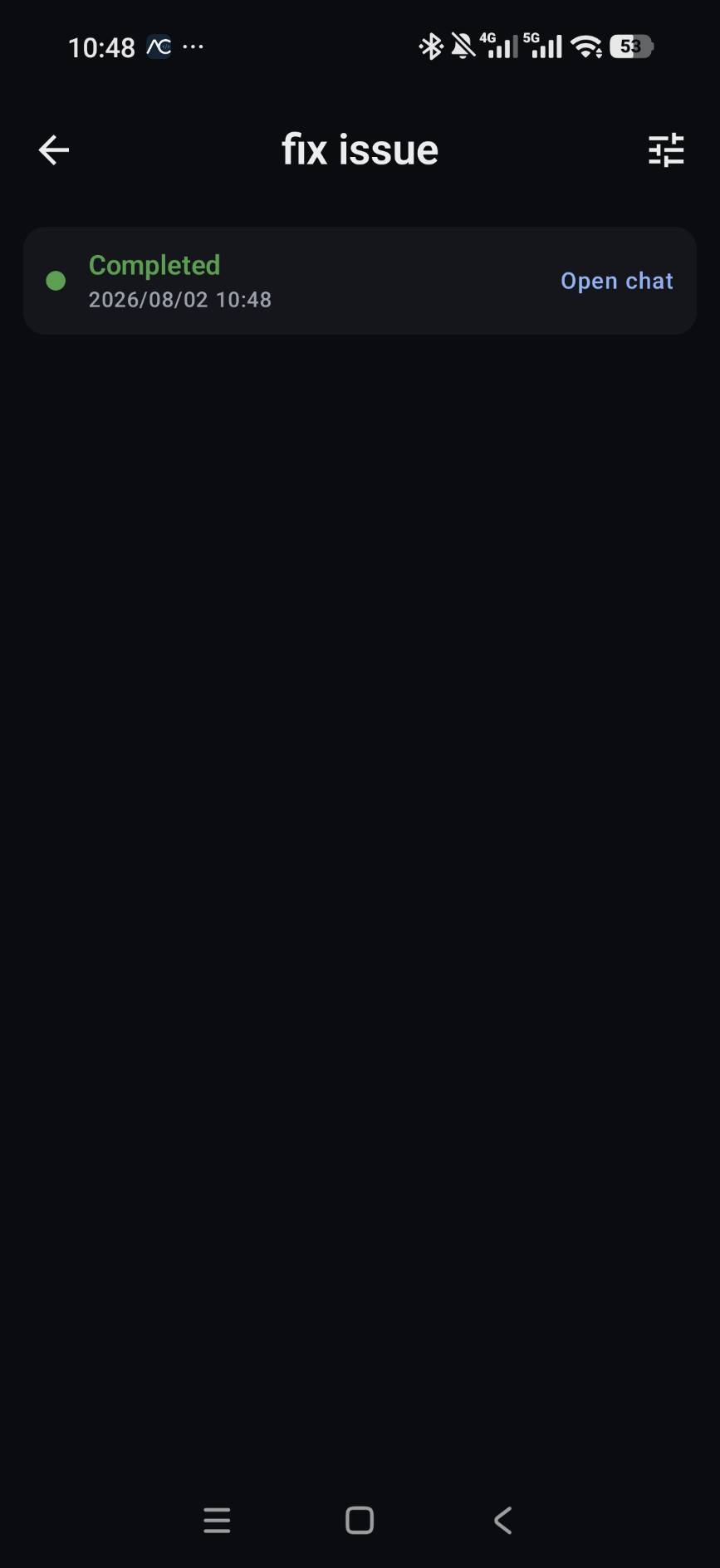 Completed scheduled run with an option to open the chat