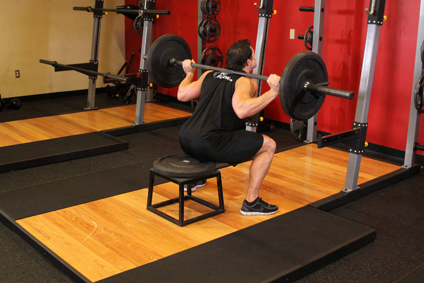 Barbell Squat To A Bench reference position 2