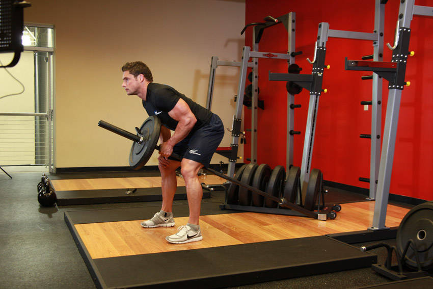 Bent Over One-Arm Long Bar Row reference position 2