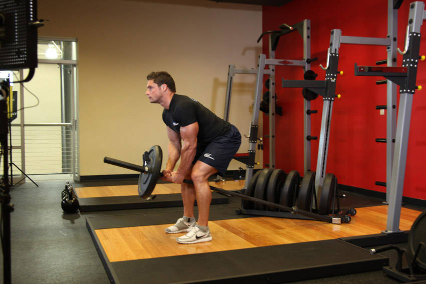 Bent Over Two-Arm Long Bar Row reference position 1
