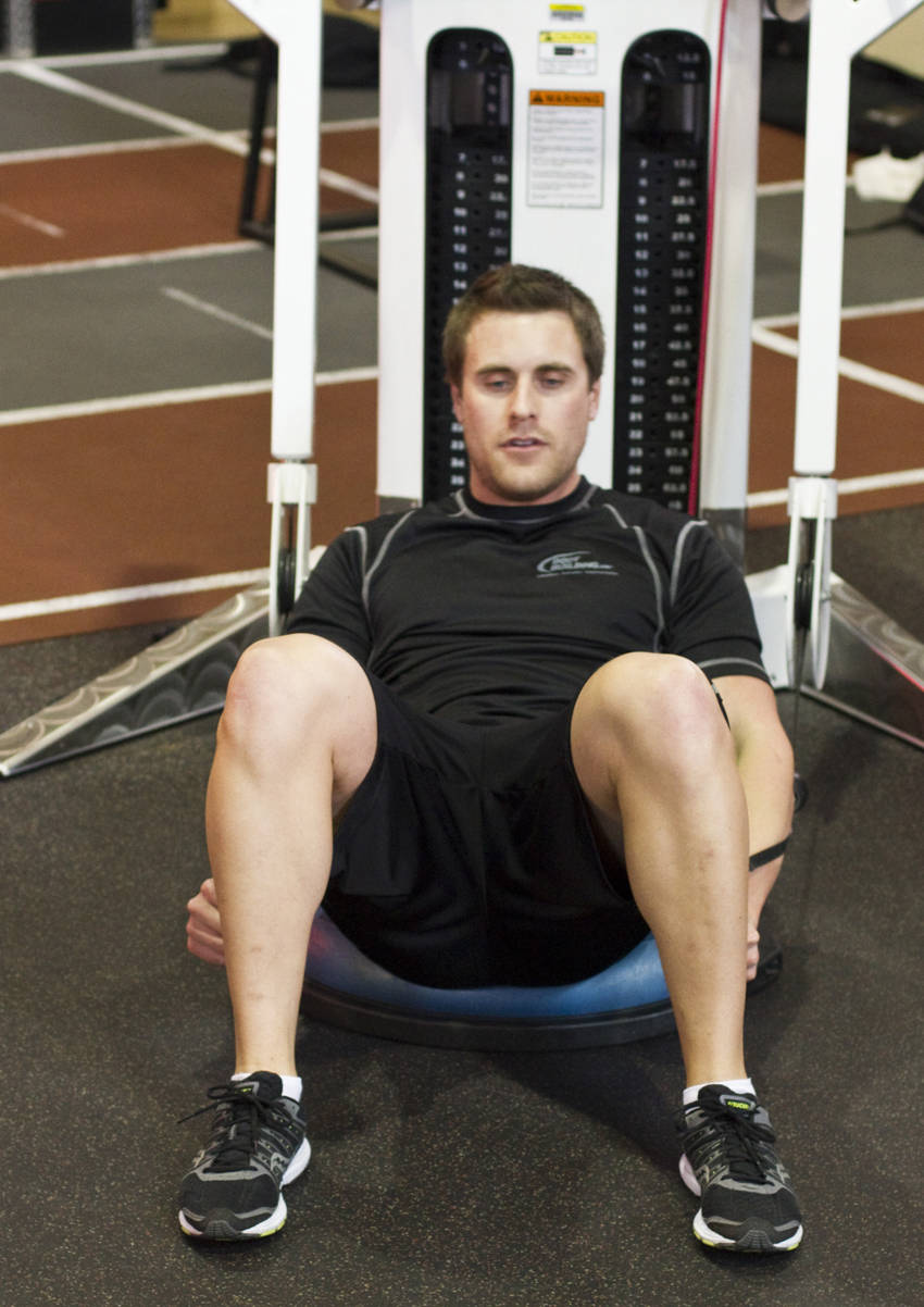 Bosu Ball Cable Crunch With Side Bends reference position 1