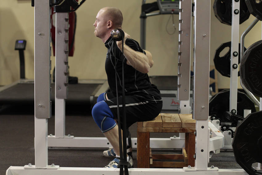 Box Squat with Bands reference position 2