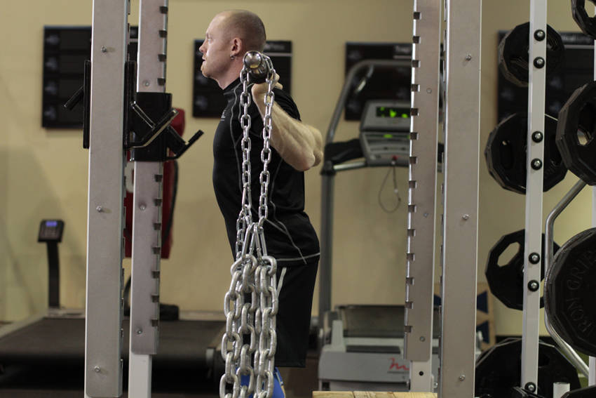 Box Squat with Chains reference position 1