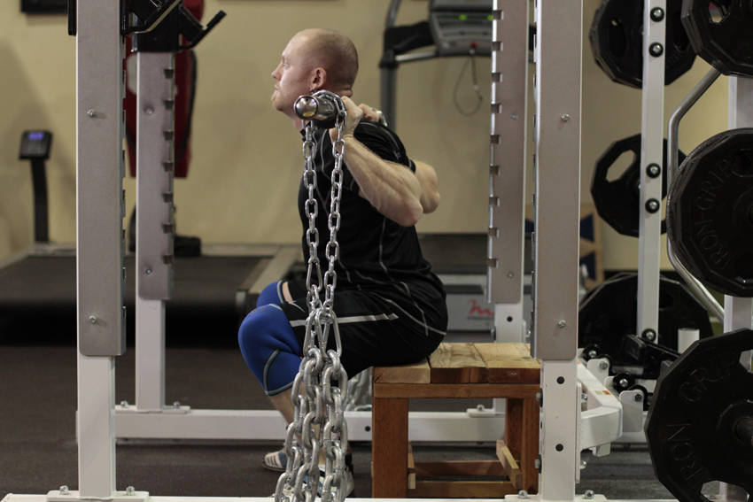 Box Squat with Chains reference position 2