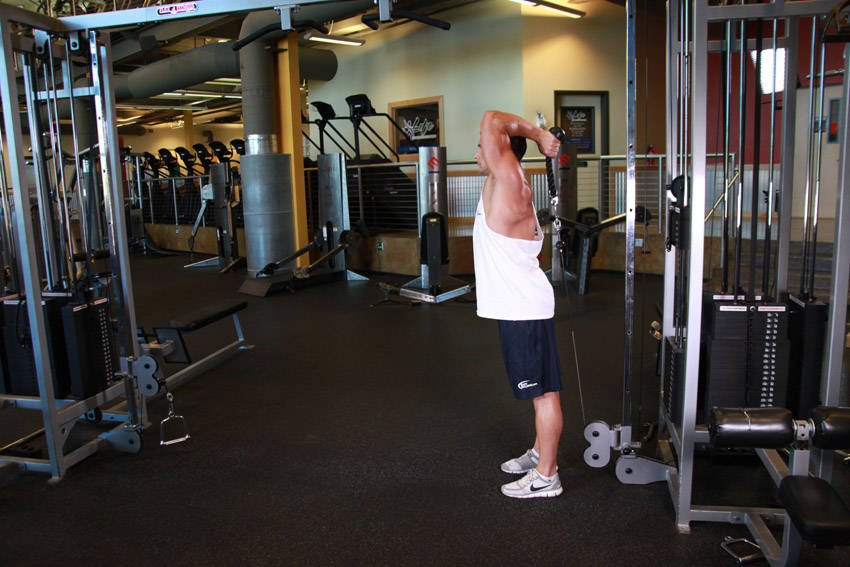 Cable Rope Overhead Triceps Extension reference position 1