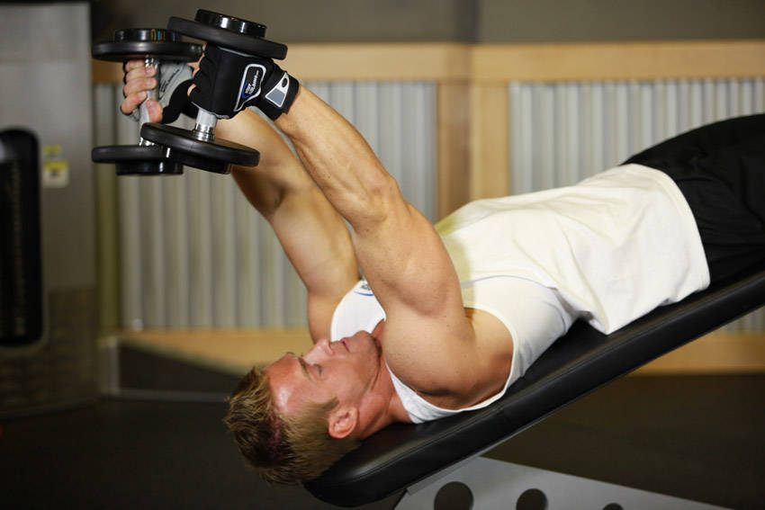 Decline Dumbbell Triceps Extension reference position 1
