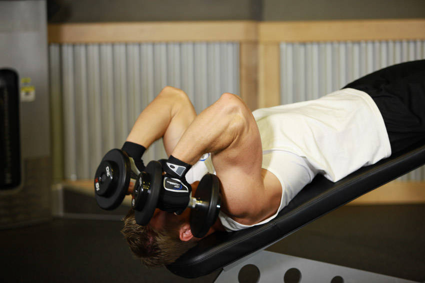 Decline Dumbbell Triceps Extension reference position 2