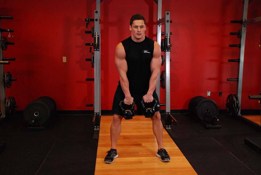 Double Kettlebell Alternating Hang Clean reference position 1