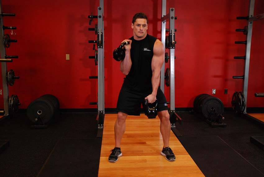Double Kettlebell Alternating Hang Clean reference position 2