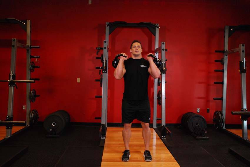 Double Kettlebell Push Press reference position 1