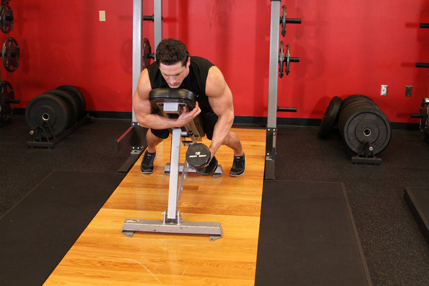 Dumbbell Lying One-Arm Rear Lateral Raise reference position 1