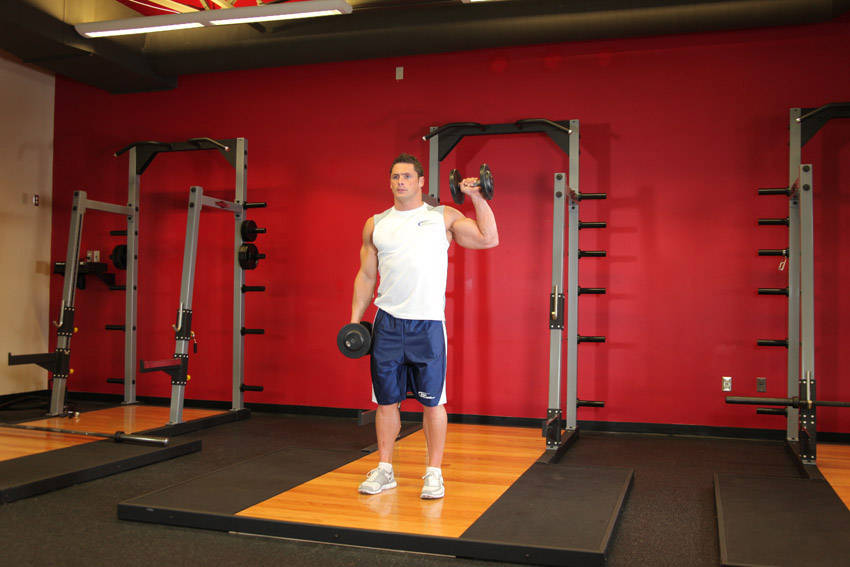 Dumbbell One-Arm Shoulder Press reference position 1