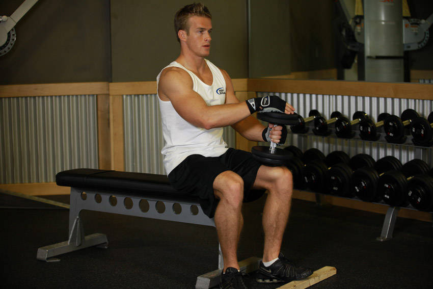 Dumbbell Seated One-Leg Calf Raise reference position 2