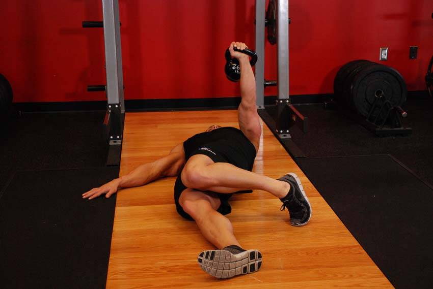 Extended Range One-Arm Kettlebell Floor Press reference position 2
