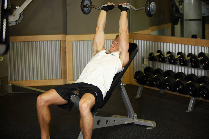 Incline Barbell Triceps Extension reference position 2