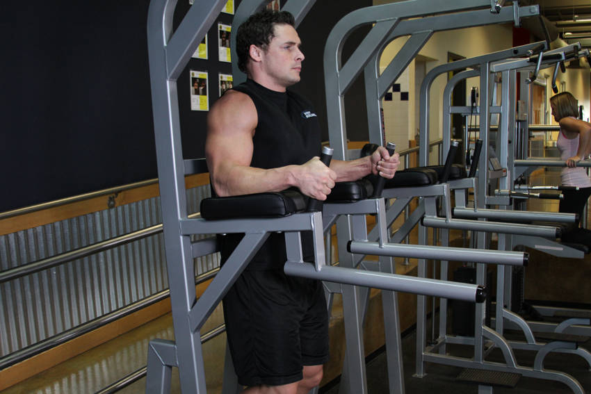 Knee/Hip Raise On Parallel Bars reference position 1