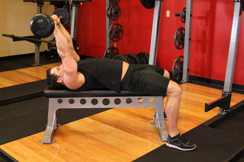 Lying Close-Grip Barbell Triceps Extension Behind The Head reference position 2