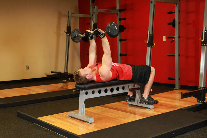 Lying Close-Grip Barbell Triceps Press To Chin reference position 1