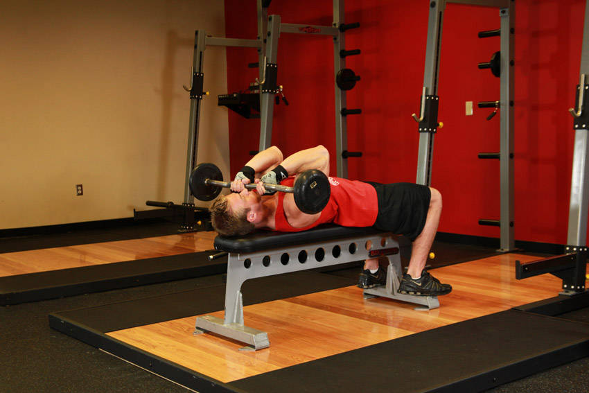 Lying Close-Grip Barbell Triceps Press To Chin reference position 2