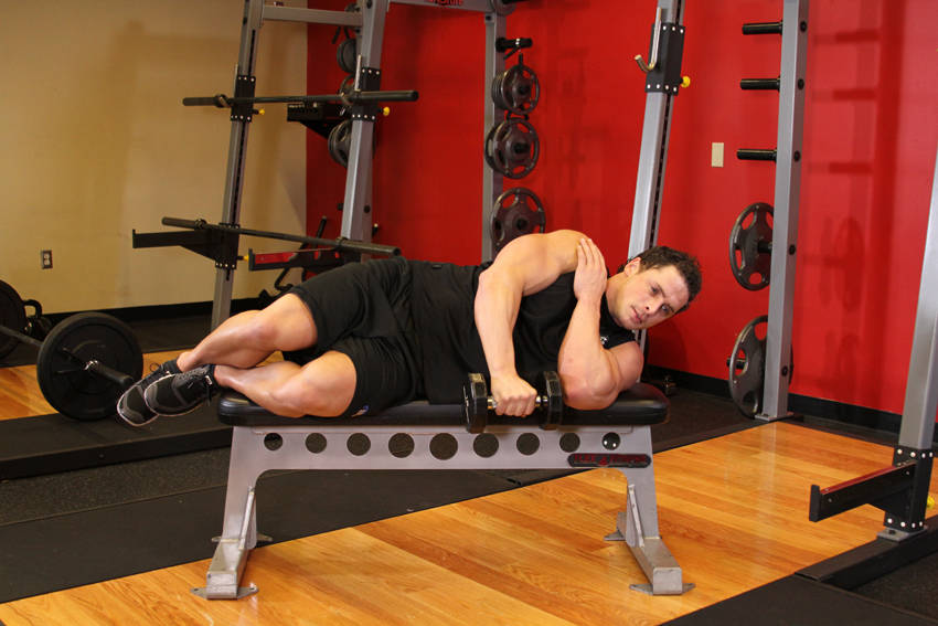 Lying One-Arm Lateral Raise reference position 1