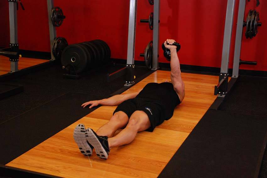 One-Arm Kettlebell Floor Press reference position 2