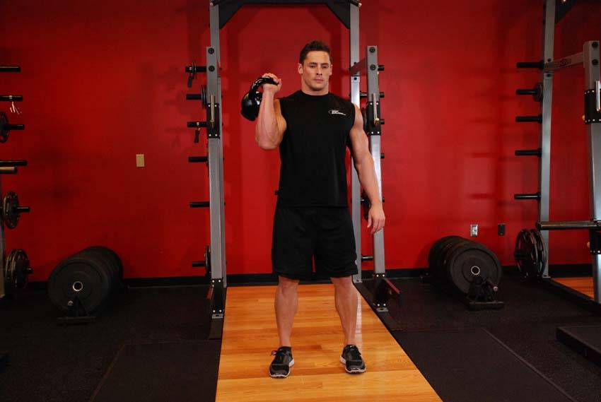 One-Arm Kettlebell Split Jerk reference position 1