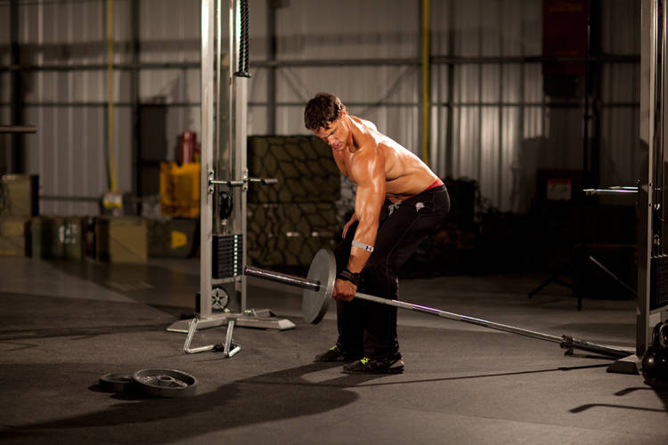 One-Arm Long Bar Row reference position 1