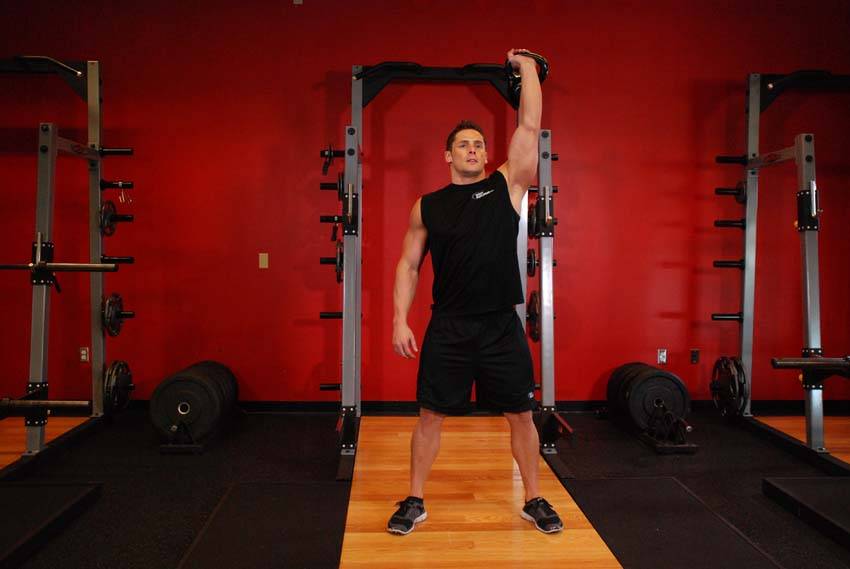 One-Arm Overhead Kettlebell Squats reference position 1