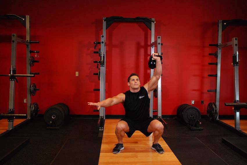One-Arm Overhead Kettlebell Squats reference position 2