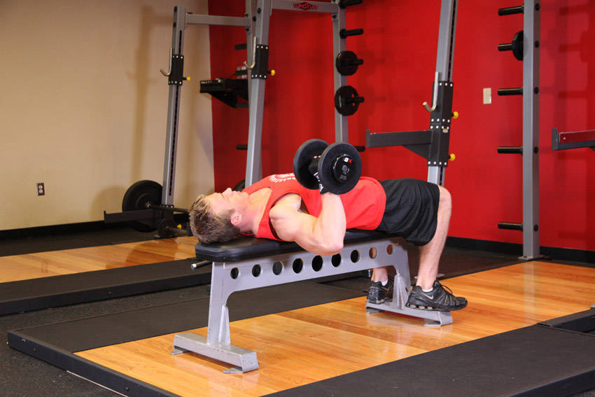 One Arm Dumbbell Bench Press reference position 1