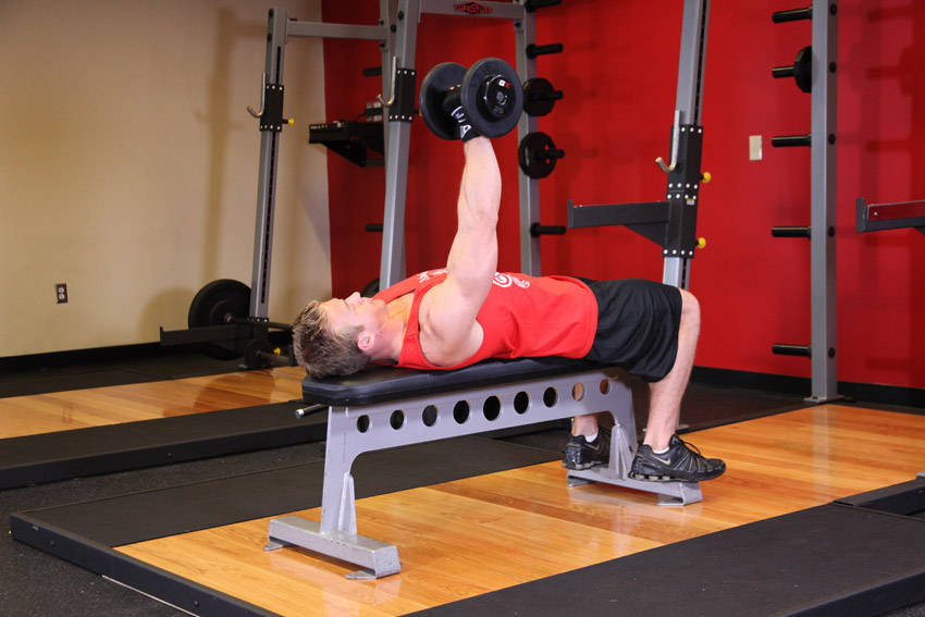 One Arm Dumbbell Bench Press reference position 2