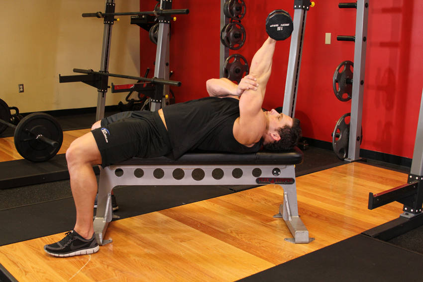 One Arm Pronated Dumbbell Triceps Extension reference position 1