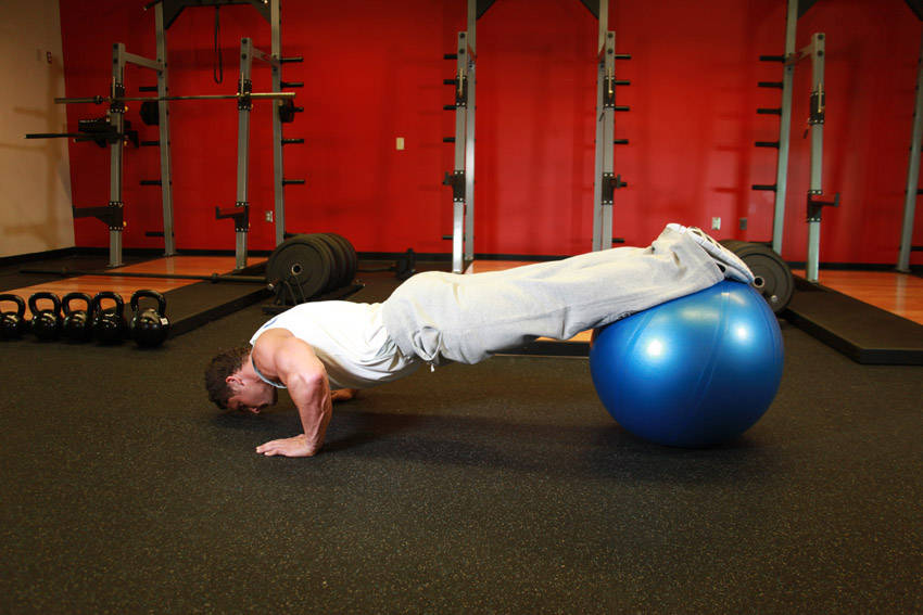 Push-Ups With Feet On An Exercise Ball reference position 1