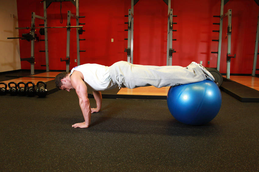 Push-Ups With Feet On An Exercise Ball reference position 2