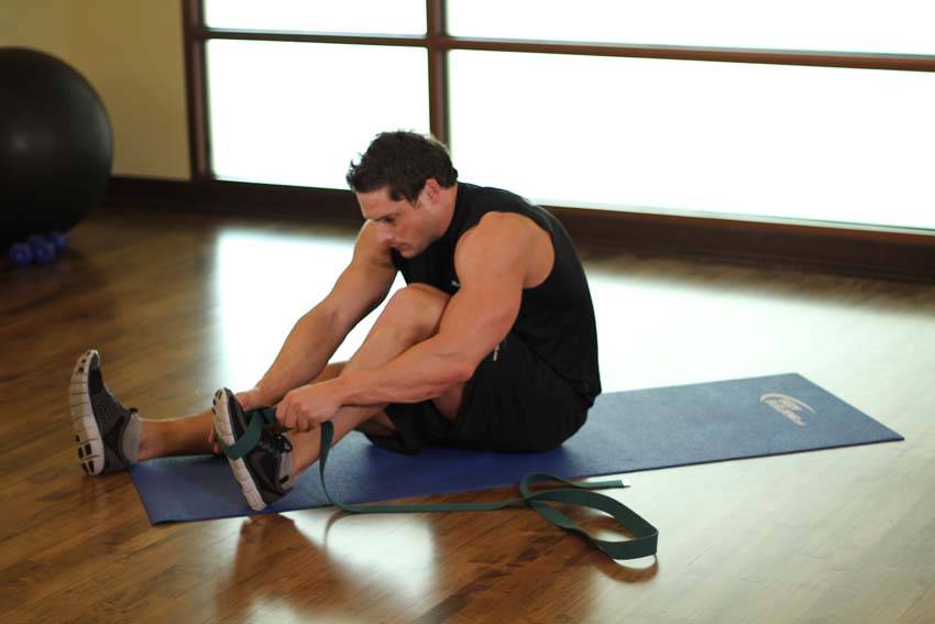 Seated Hamstring and Calf Stretch reference position 1