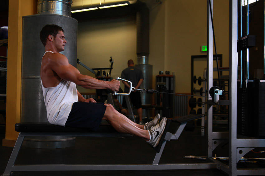 Seated One-arm Cable Pulley Rows reference position 1