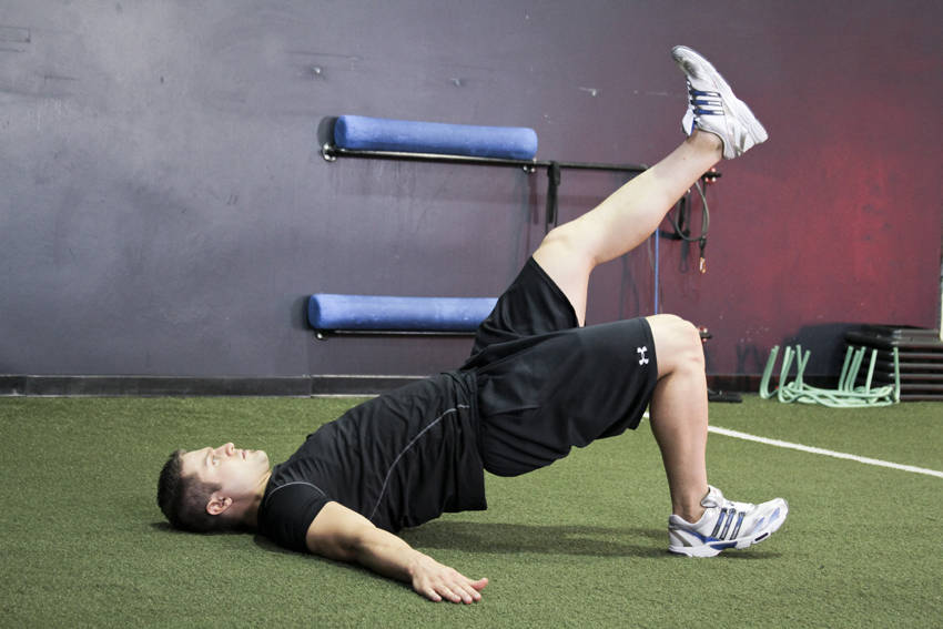 Single Leg Glute Bridge reference position 2