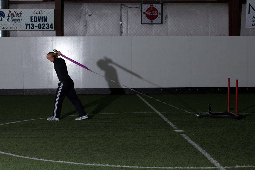 Sled Overhead Triceps Extension reference position 1