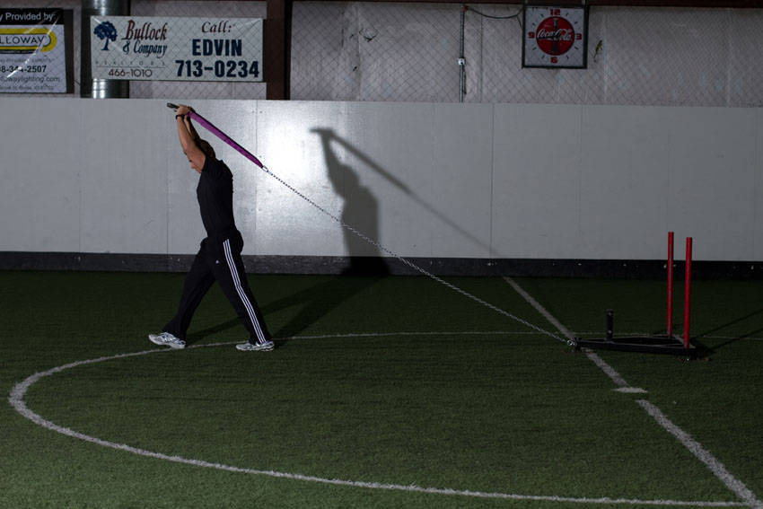 Sled Overhead Triceps Extension reference position 2