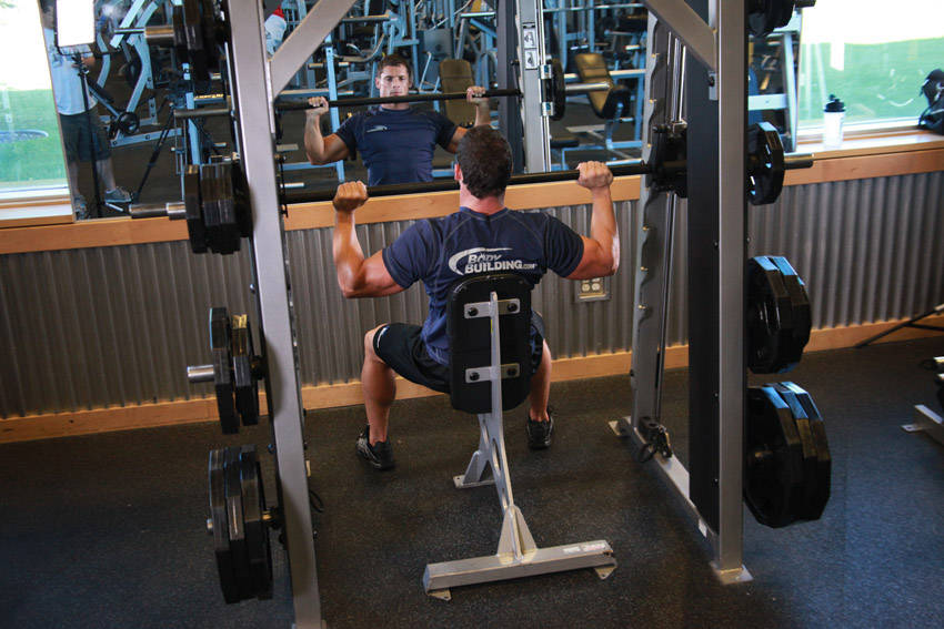 Smith Machine Overhead Shoulder Press reference position 1