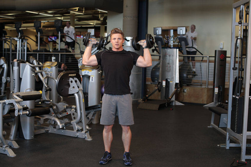Standing Alternating Dumbbell Press reference position 1