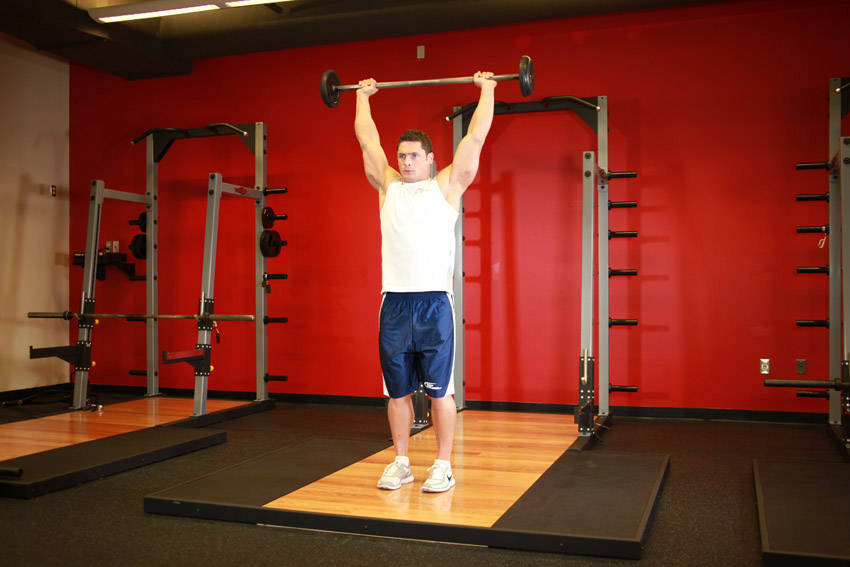 Standing Barbell Press Behind Neck reference position 2