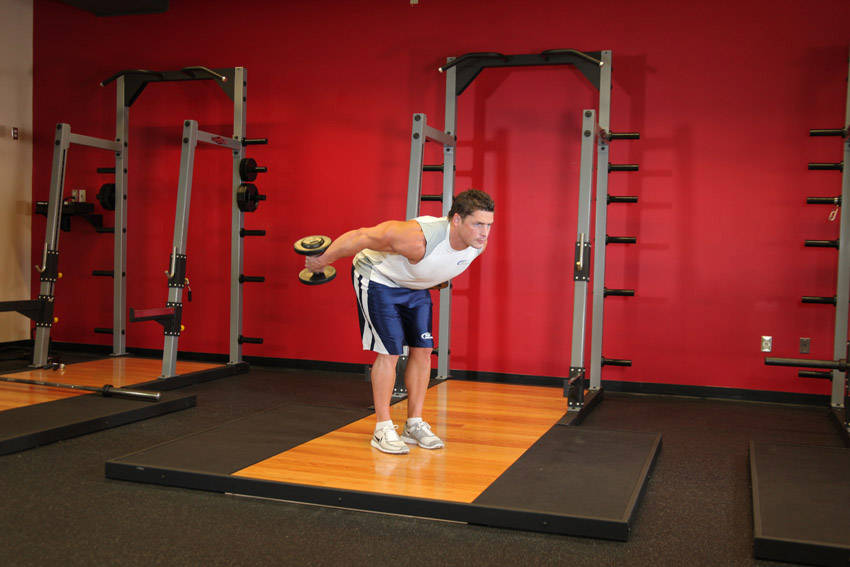 Standing Bent-Over Two-Arm Dumbbell Triceps Extension reference position 2